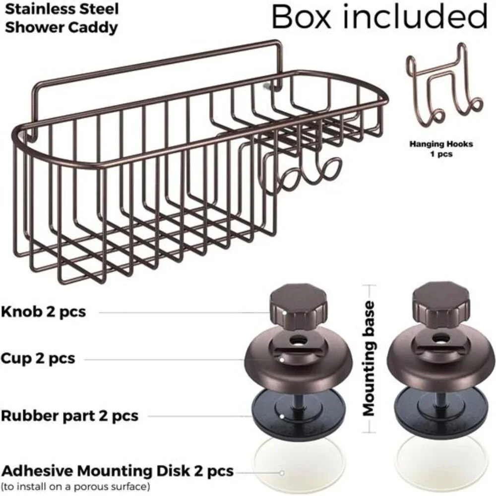 Powerful Vacuum Suction Cup Shower Caddy Basket for Shampoo - Combo Organizer